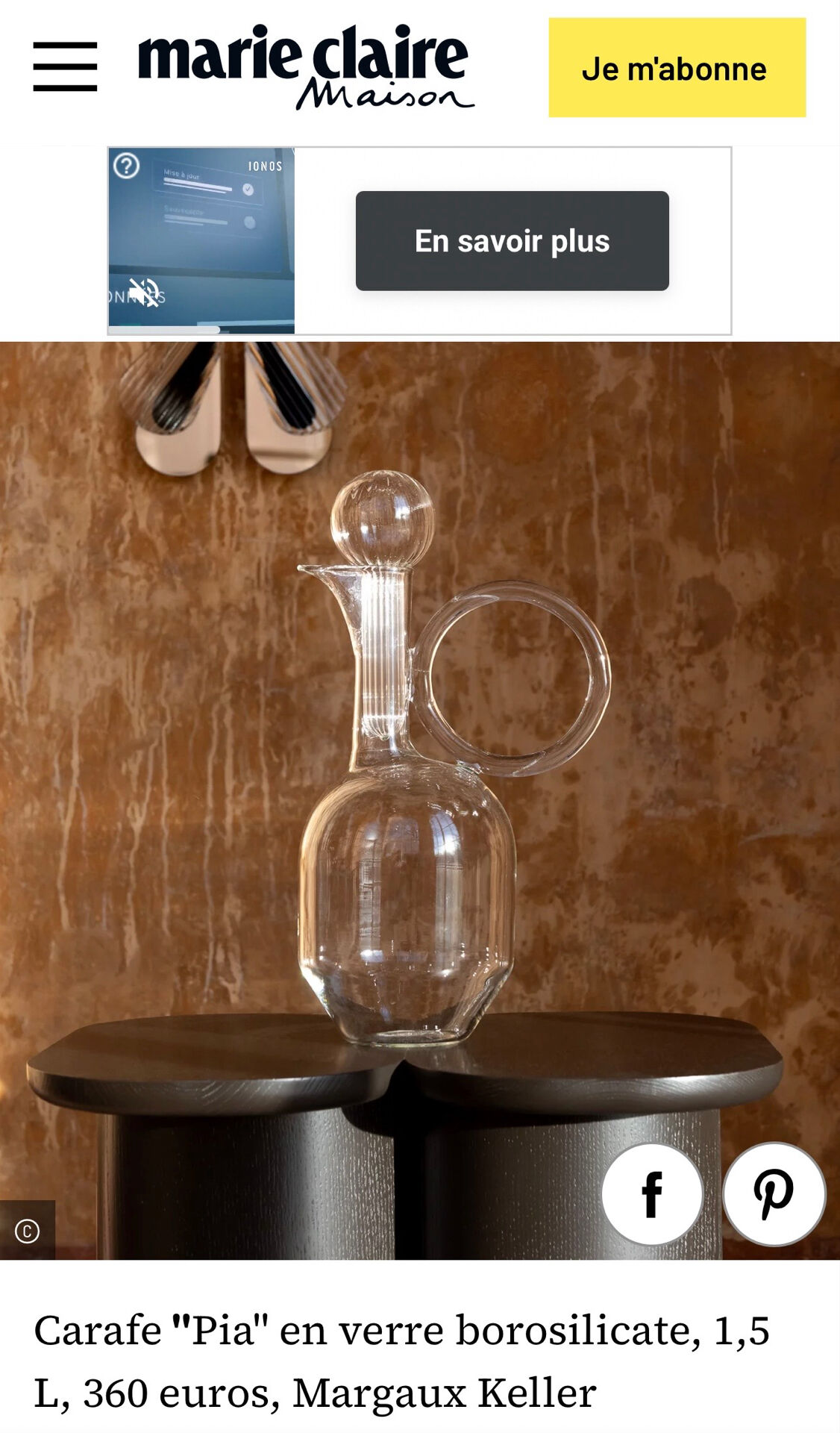 Carafe Pia de Margaux Keller