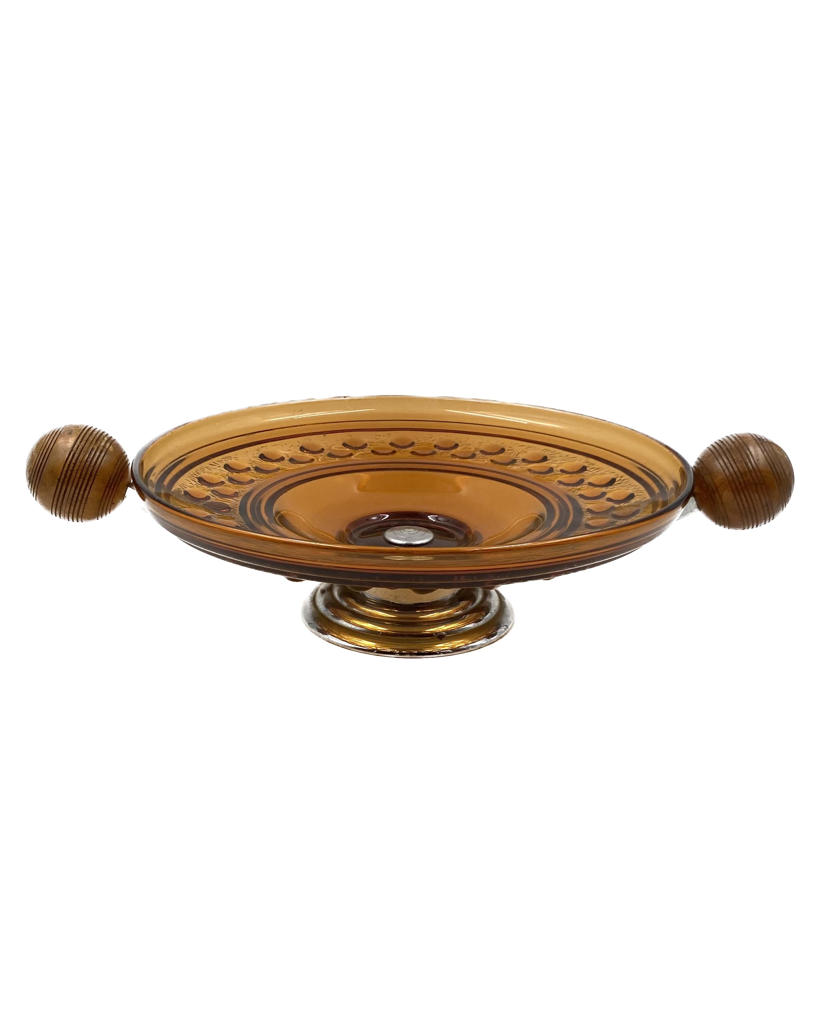 Art Deco large orange glass centerpiece / vide-poche, Italy 1940s