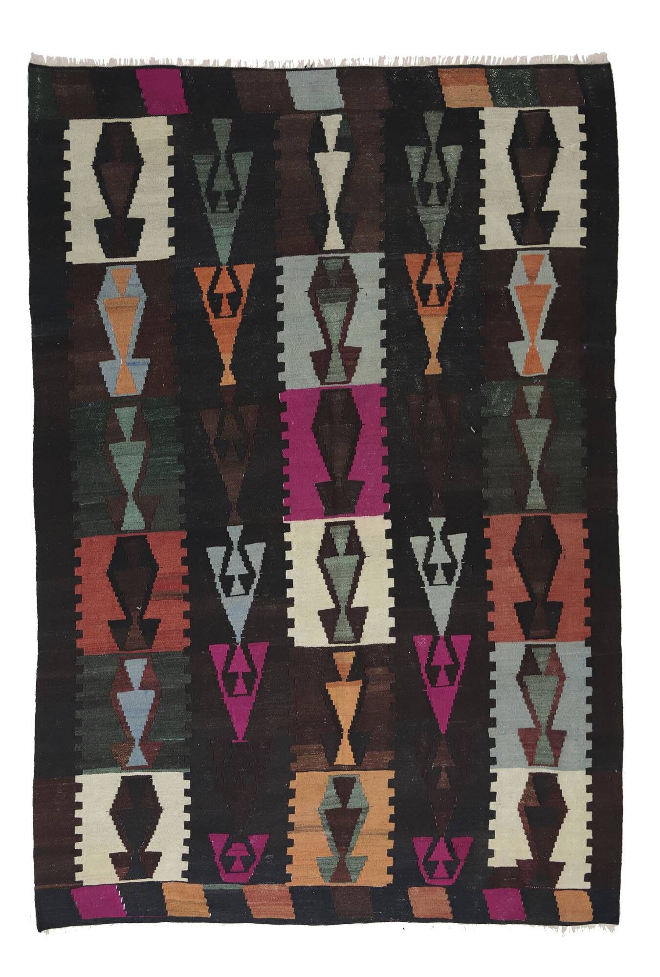 Kilim Oushak Vintage Geometric Graphic Multicoloured 250 x 180 cm