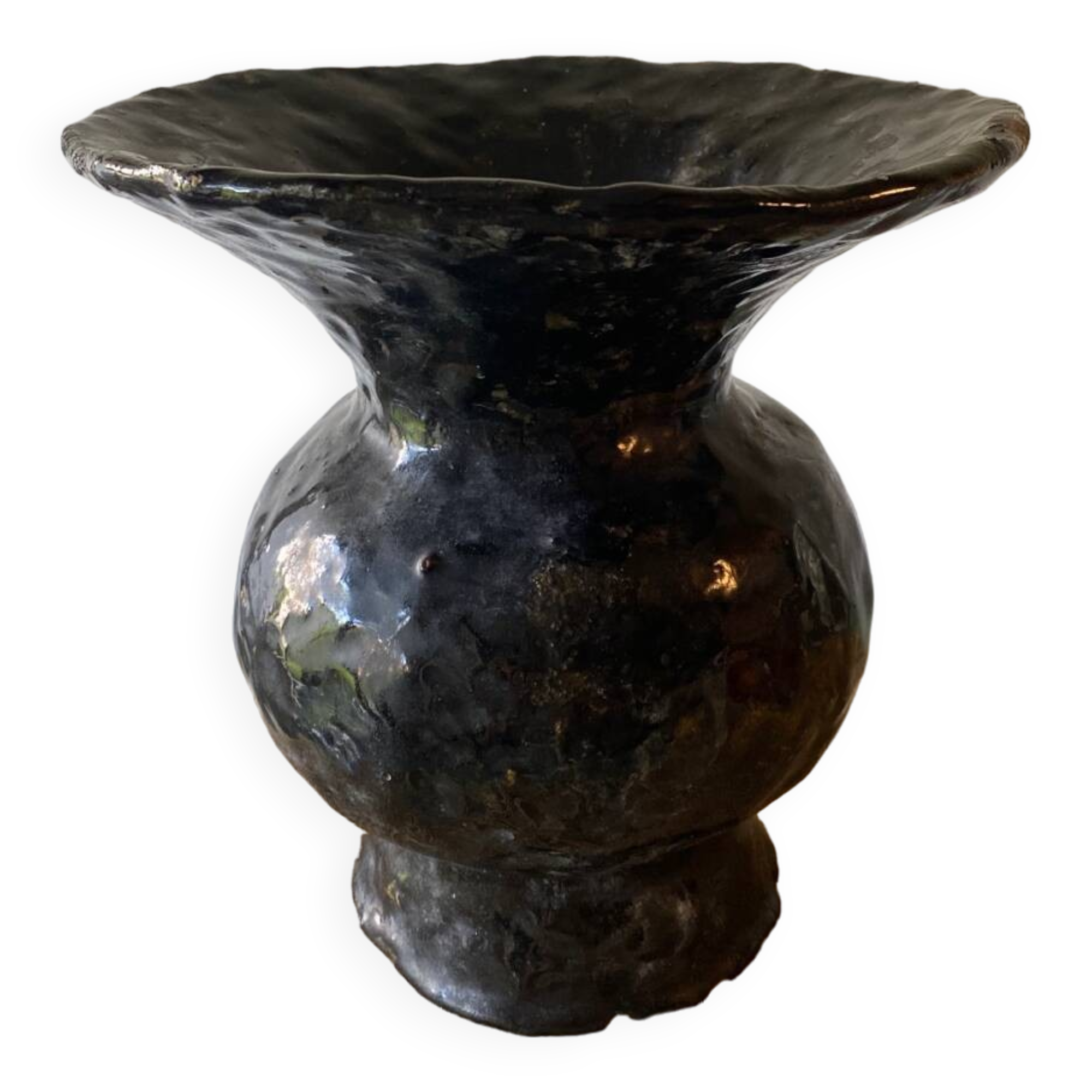 Old enamelled terracotta vase