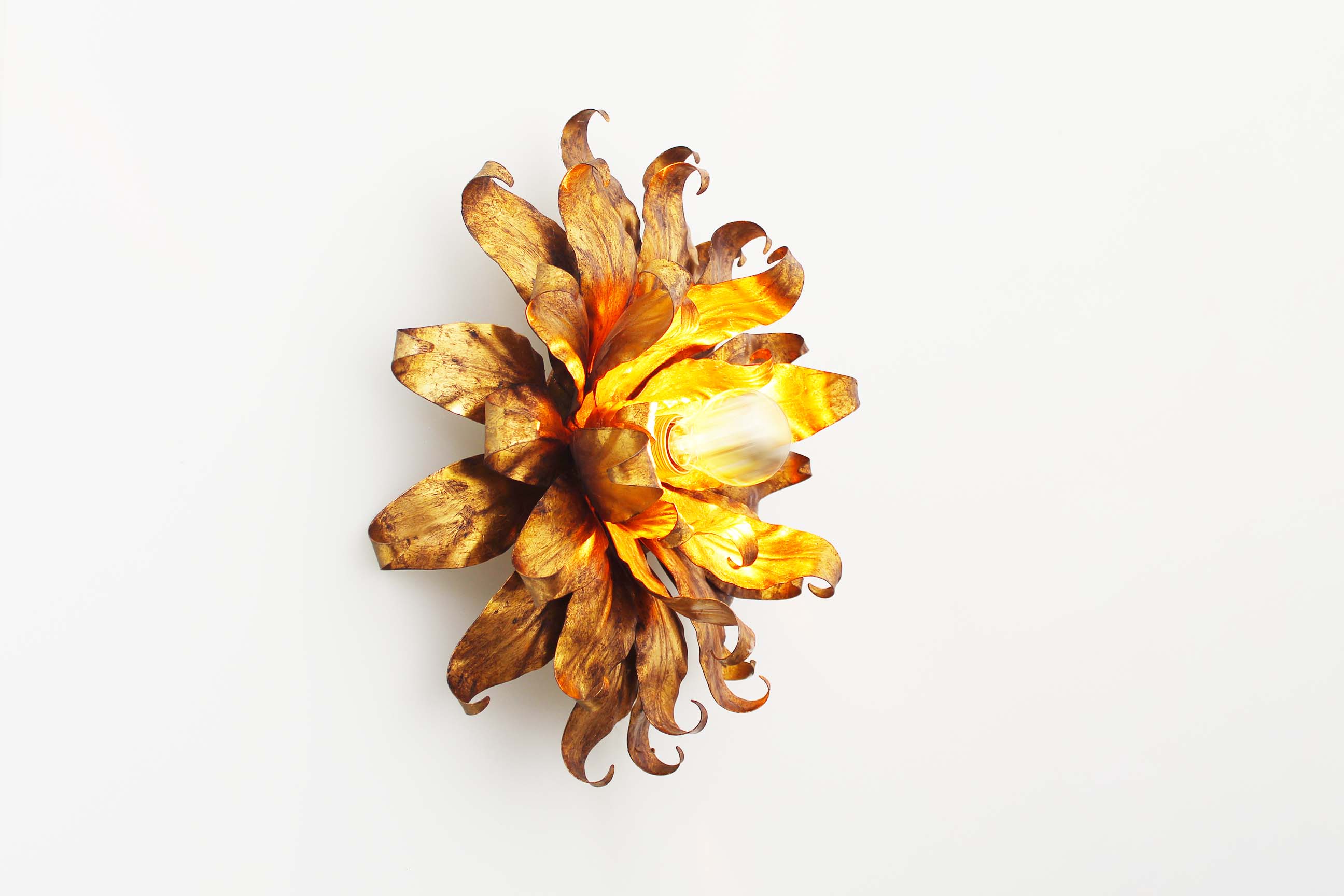 Italian gilt floral wall or ceiling light