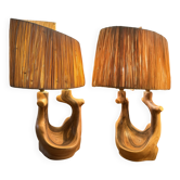 Grandjean jourdan vallauris  paire de pieds  lampes 1960