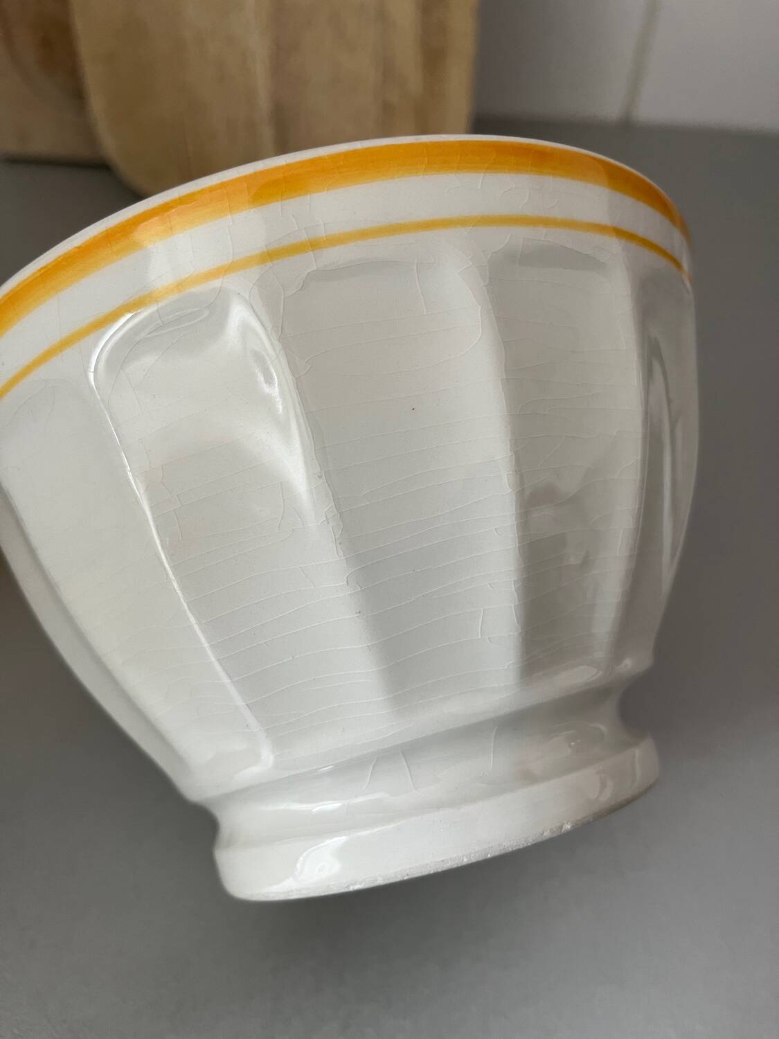 Antique faceted earthenware bowl