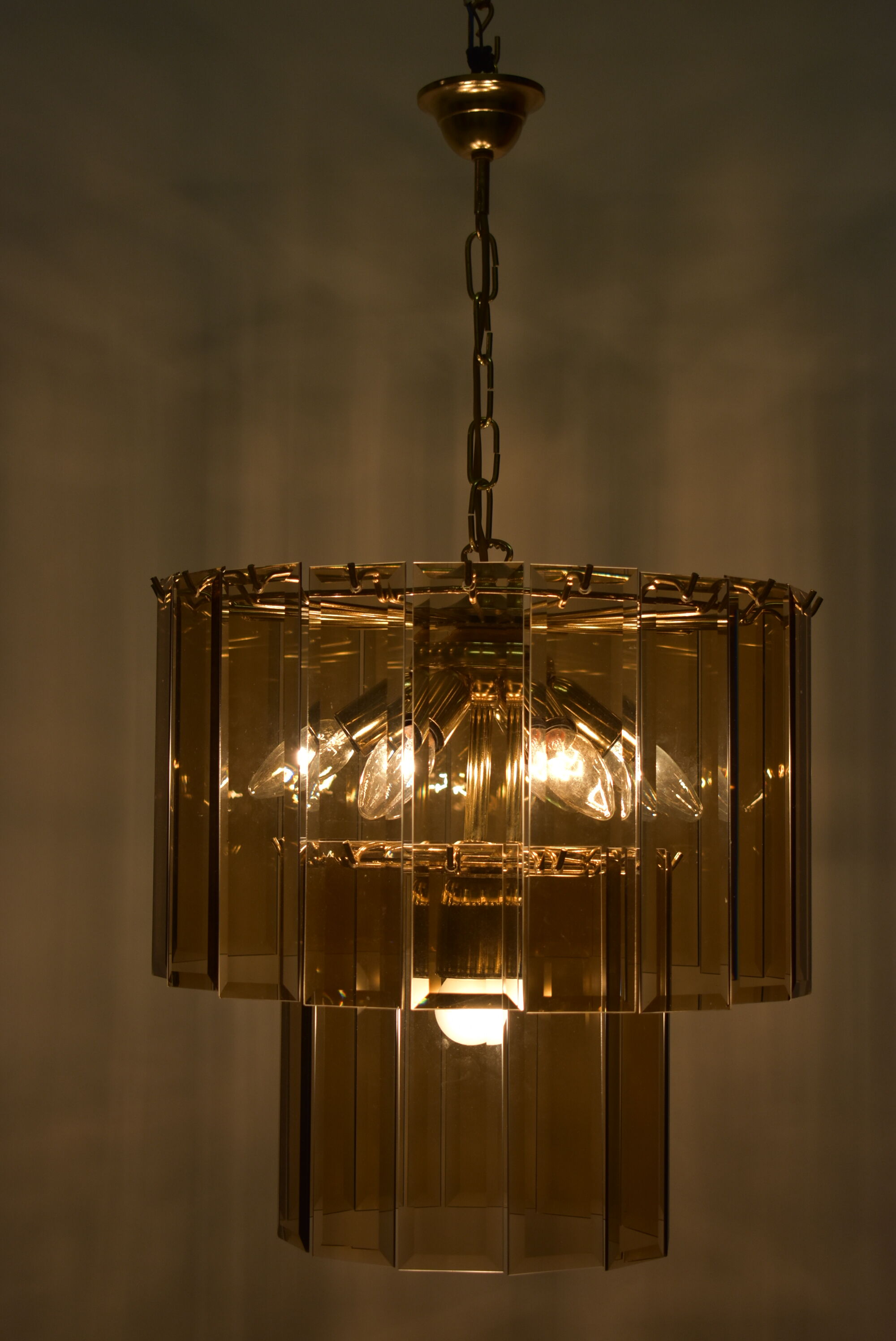 Chandelier vintage pampilles 7 lamps