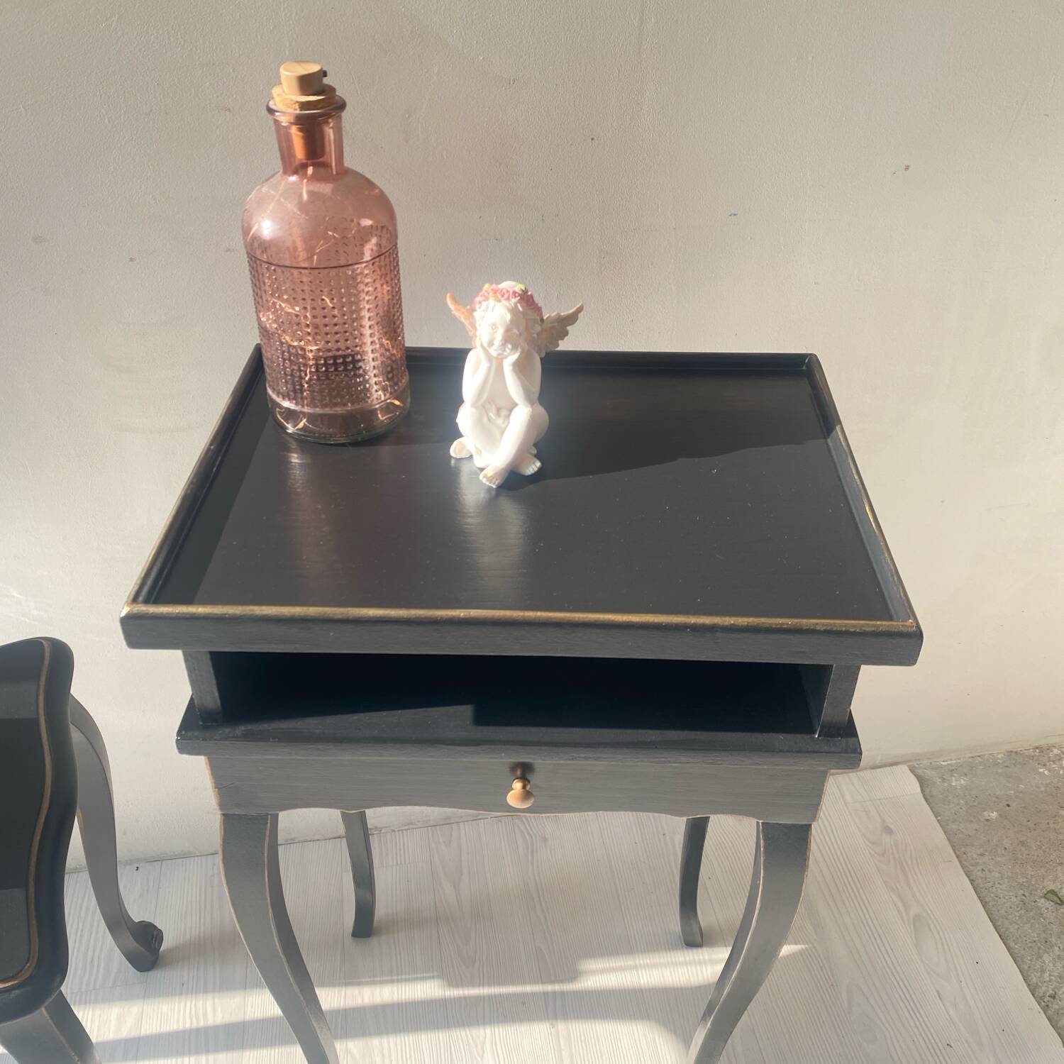 Black and gold bedside table