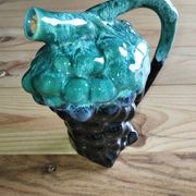 Vintage Vallauris jug in ceramic barbotine with grape decoration – 1950s