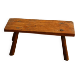Low solid wood bench, folk art