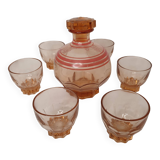 Carafe liquor service + vintage glasses