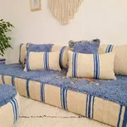 Handwoven Moroccan floor sofa set with Berber wool.