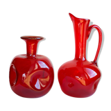 Paire de pichets verre soufflé vintage