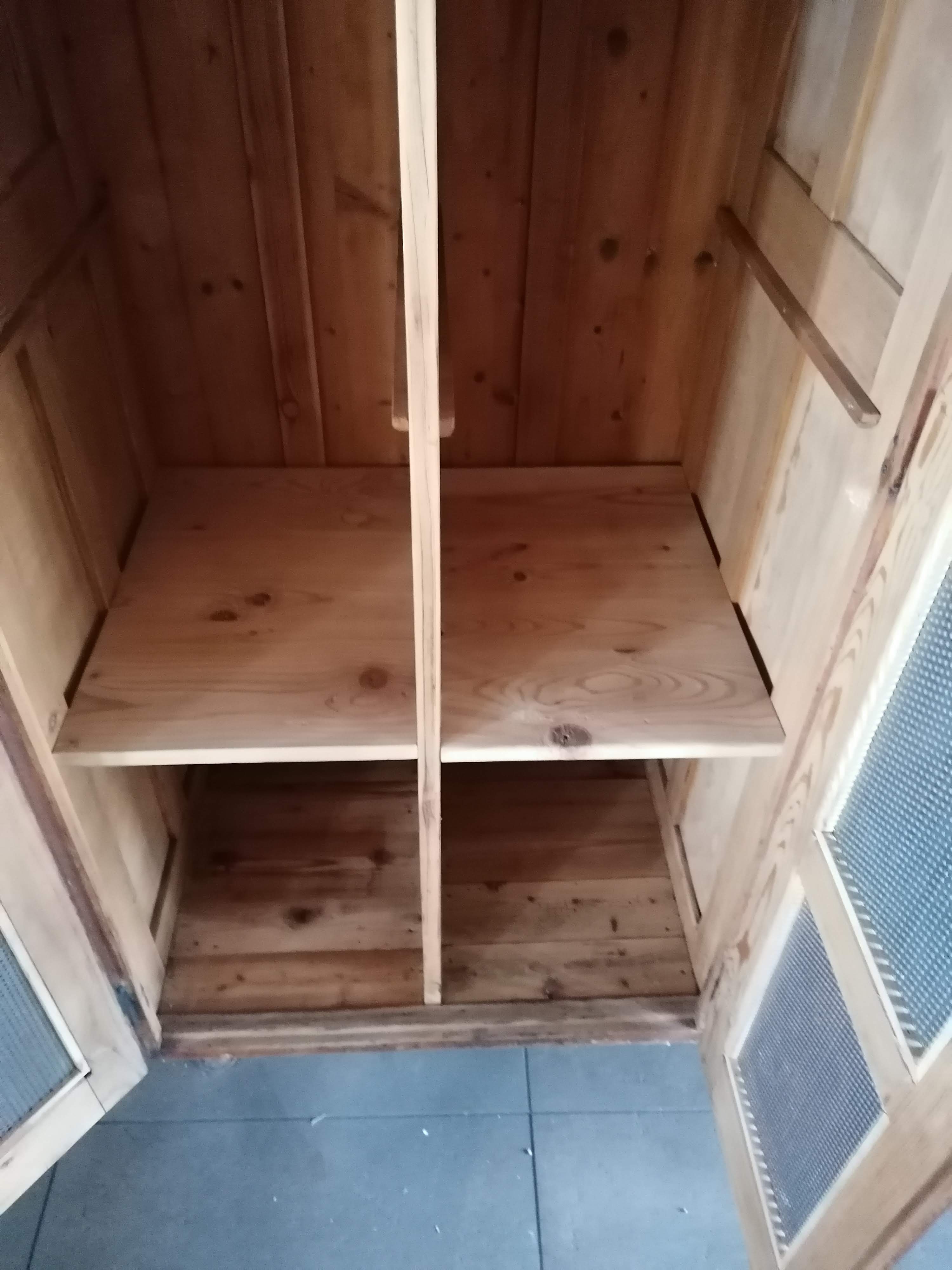 Vintage wooden wardrobe, 4 doors, cloakroom style.