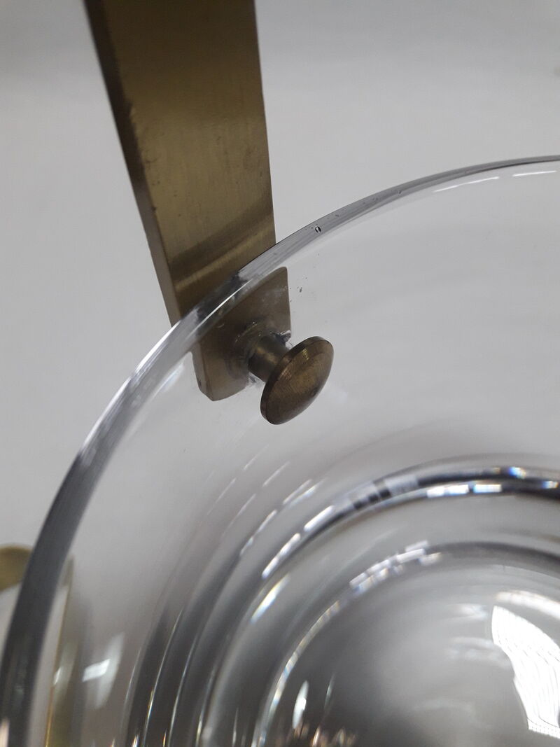 Ice bucket, ice cubes and its vintage pliers