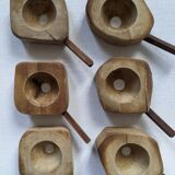 Set of 6 egg cups folk art brutalist countryside decoration