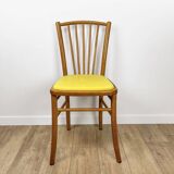 60s blond wood and yellow vinyl bistro chair