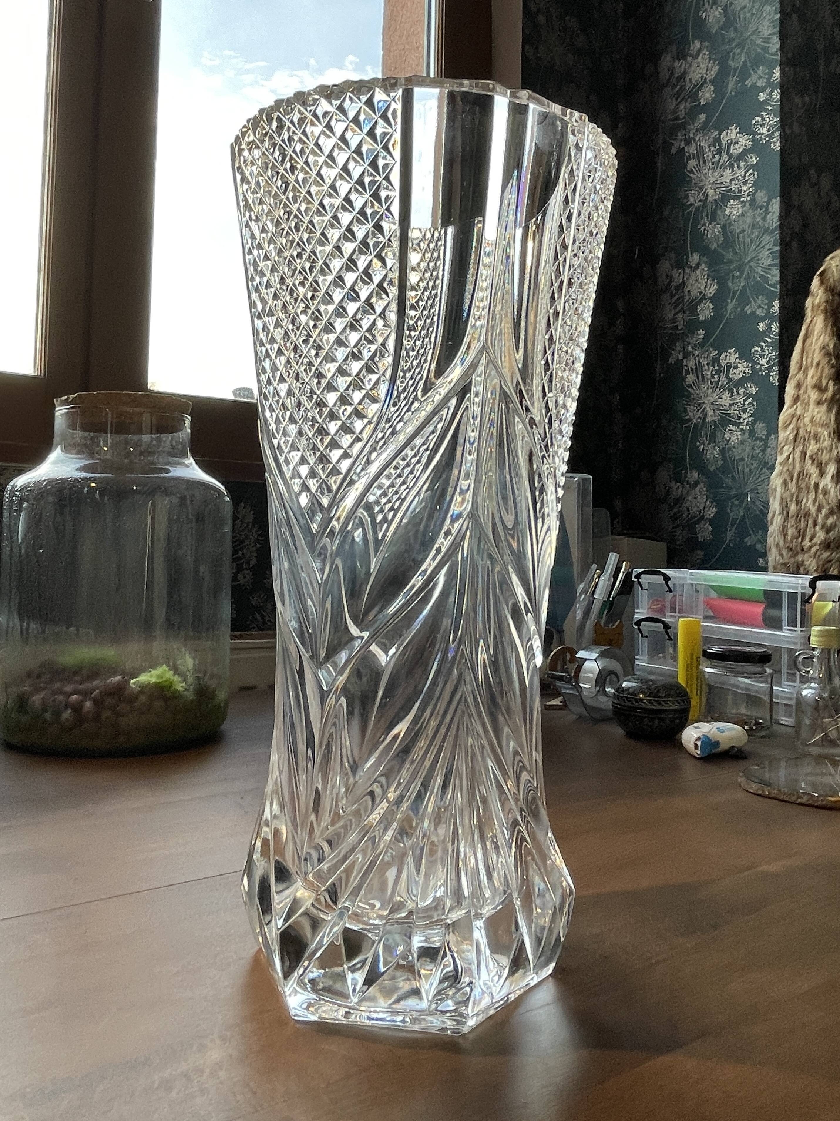 Massive vase Crystal d'Arques-Durand, series "Royale" (1950, France)