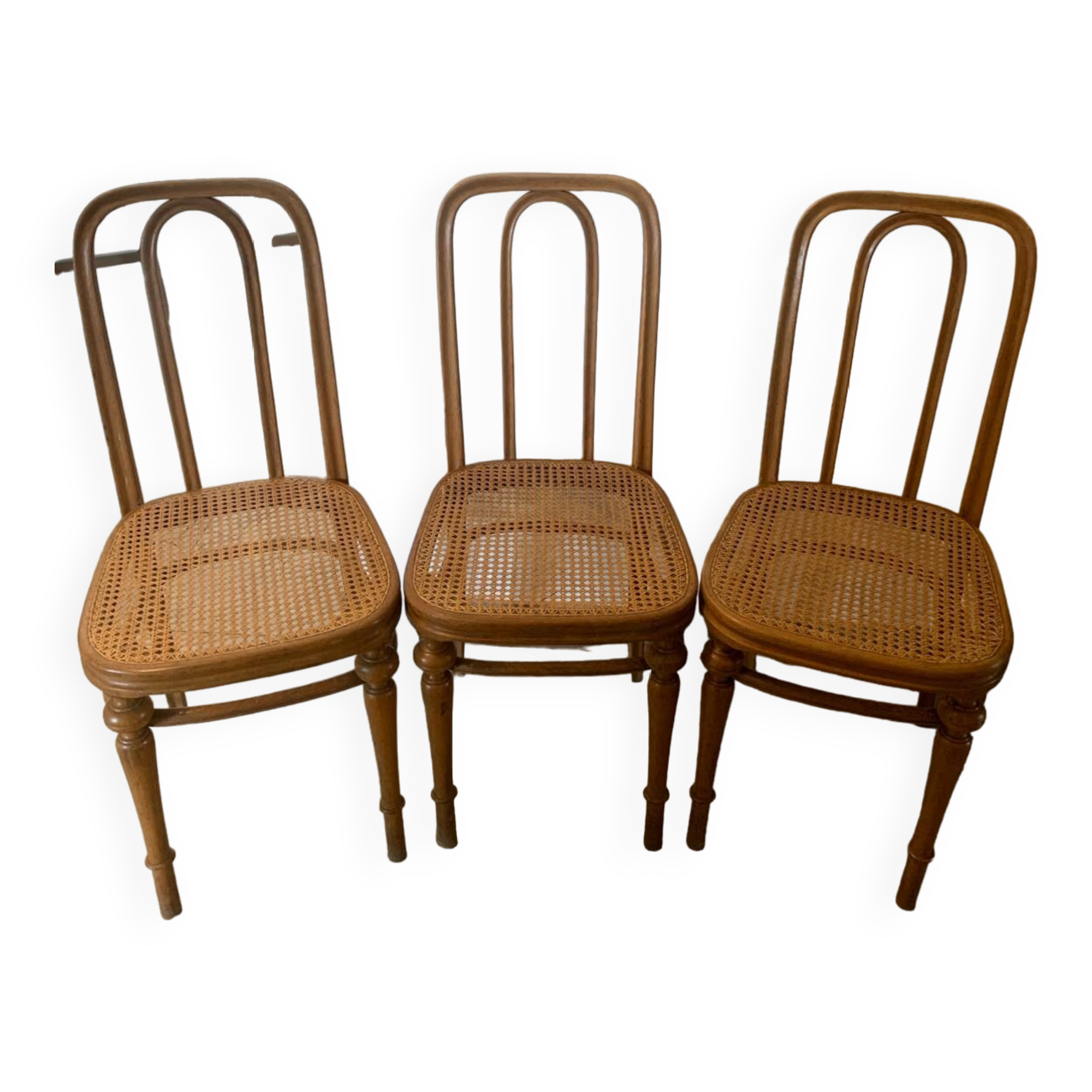 Set of three caned chairs by Jacob & Josef Kohn.