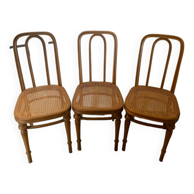 Lot de trois chaises cannées Jacob &Josef Kohn