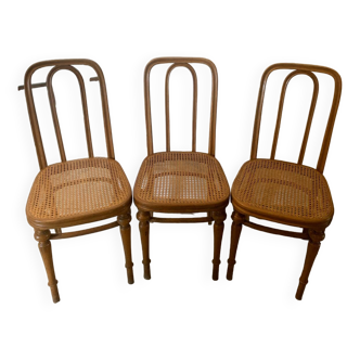 Lot de trois chaises cannées Jacob &Josef Kohn