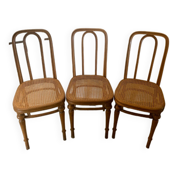 Set of three caned chairs by Jacob & Josef Kohn.