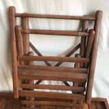 Ancienne chaise pliante enfant en bois assise vintage