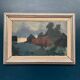 Original Swedish Oil on Canvas – “Red Barn” by Arne Aspelin – Signed – Vintage & Framed – 70 × 50 cm (27.6" × 19.7")