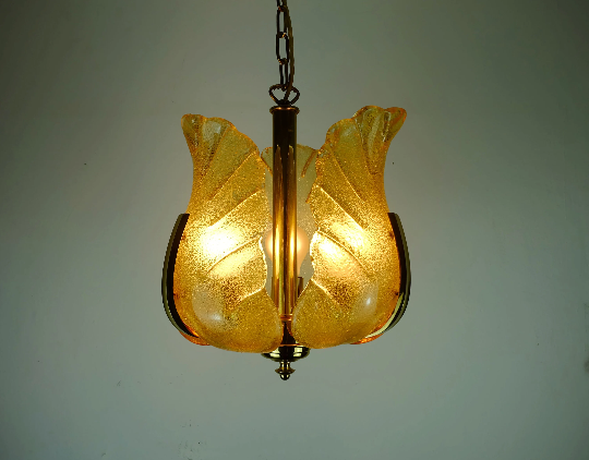 Carl fagerlund mid century pendant lamp brass amber glass orrefors 1960s chandelier