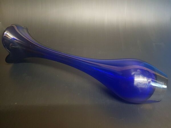 Vase bleu Murano vase soliflore meulé