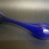 Vase bleu Murano vase soliflore meulé