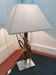 Vintage antique lamp in chrome metal and gold bronze.