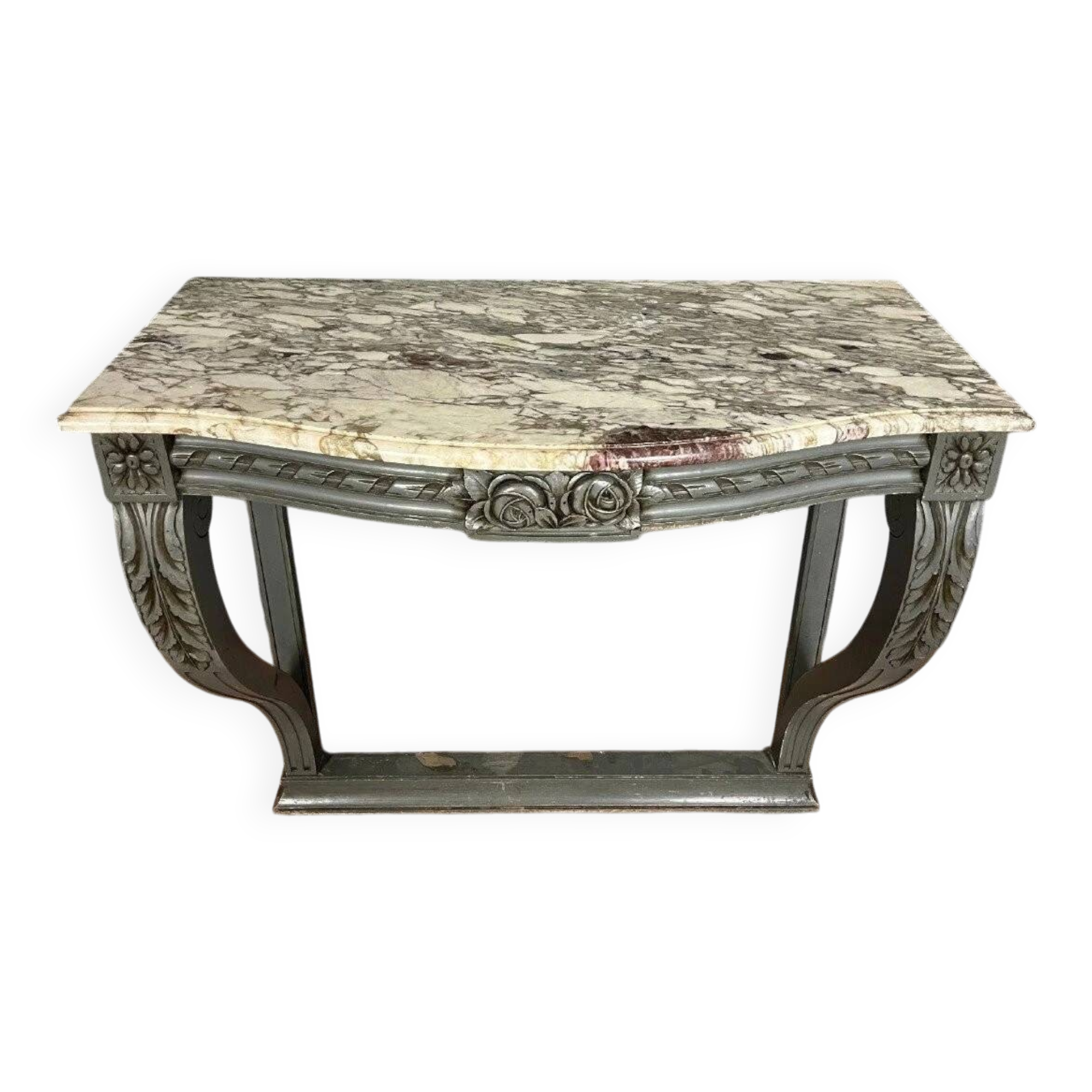 Curved console table from the Napoleon III period in lacquered wood circa 1880