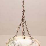 Art Deco White Albaster Chandelier, 1950s