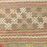 6x8 Light Green Brown Turkish Kilim Rug, 173x260Cm