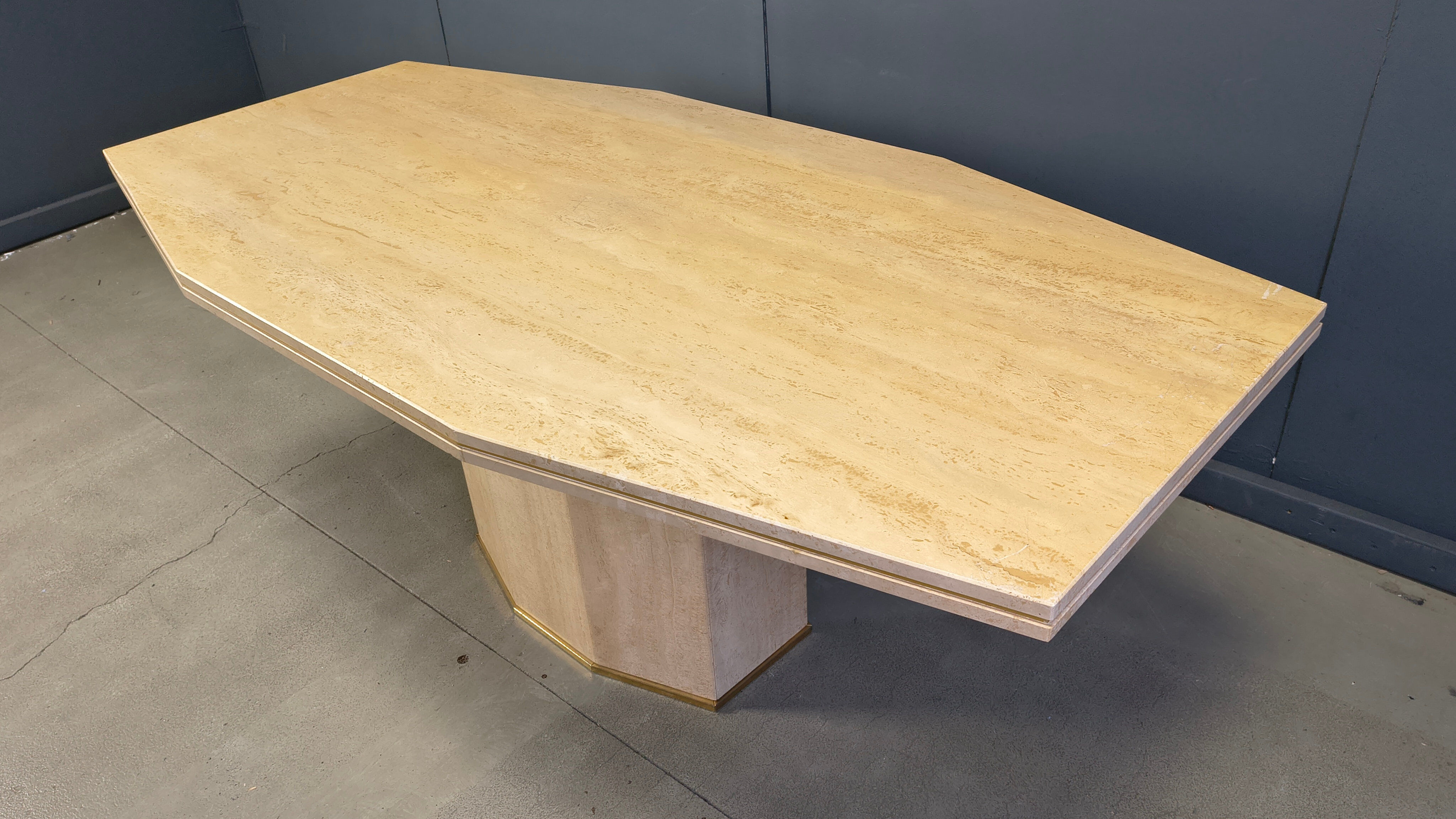 Vintage solid travertine dining table