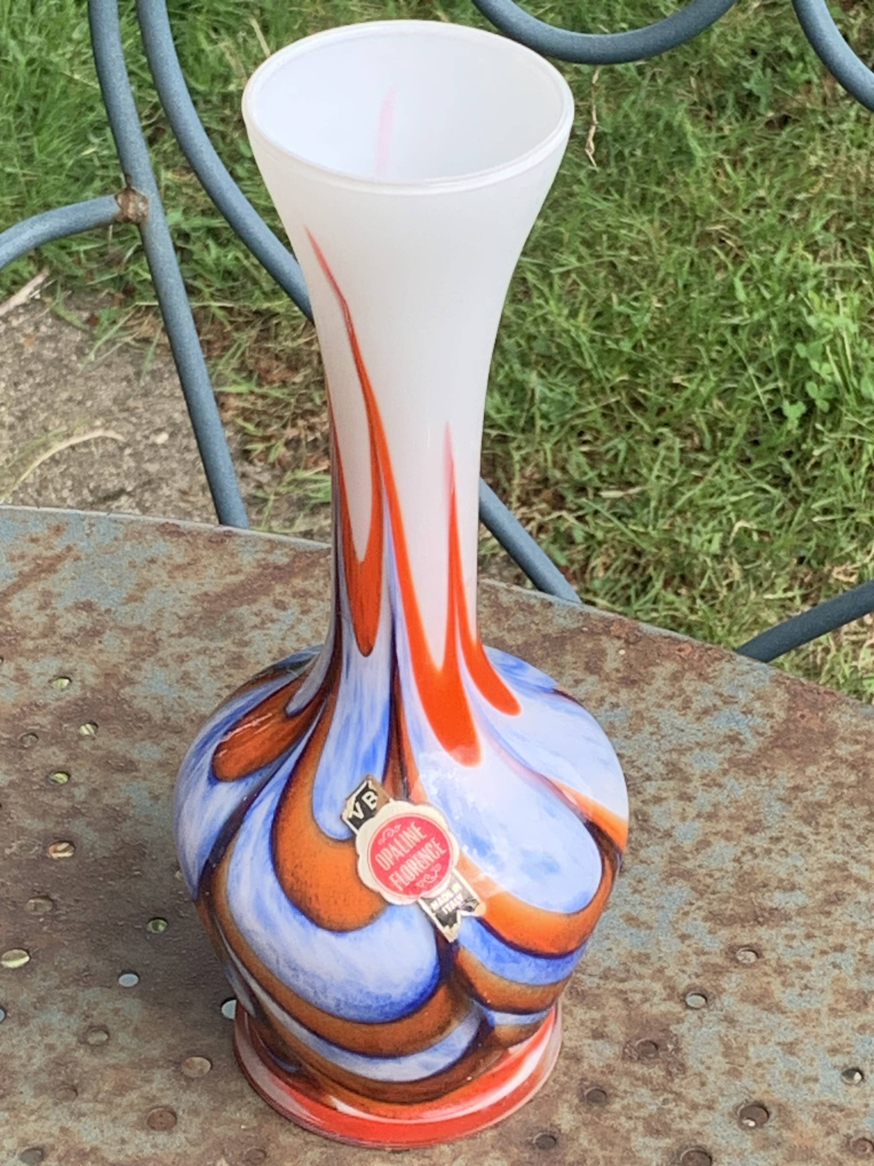 Opaline vase, stamped bb, Florence made in Italy, vintage