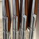 4 folding chairs chromed metal and Skaï fawn 1970