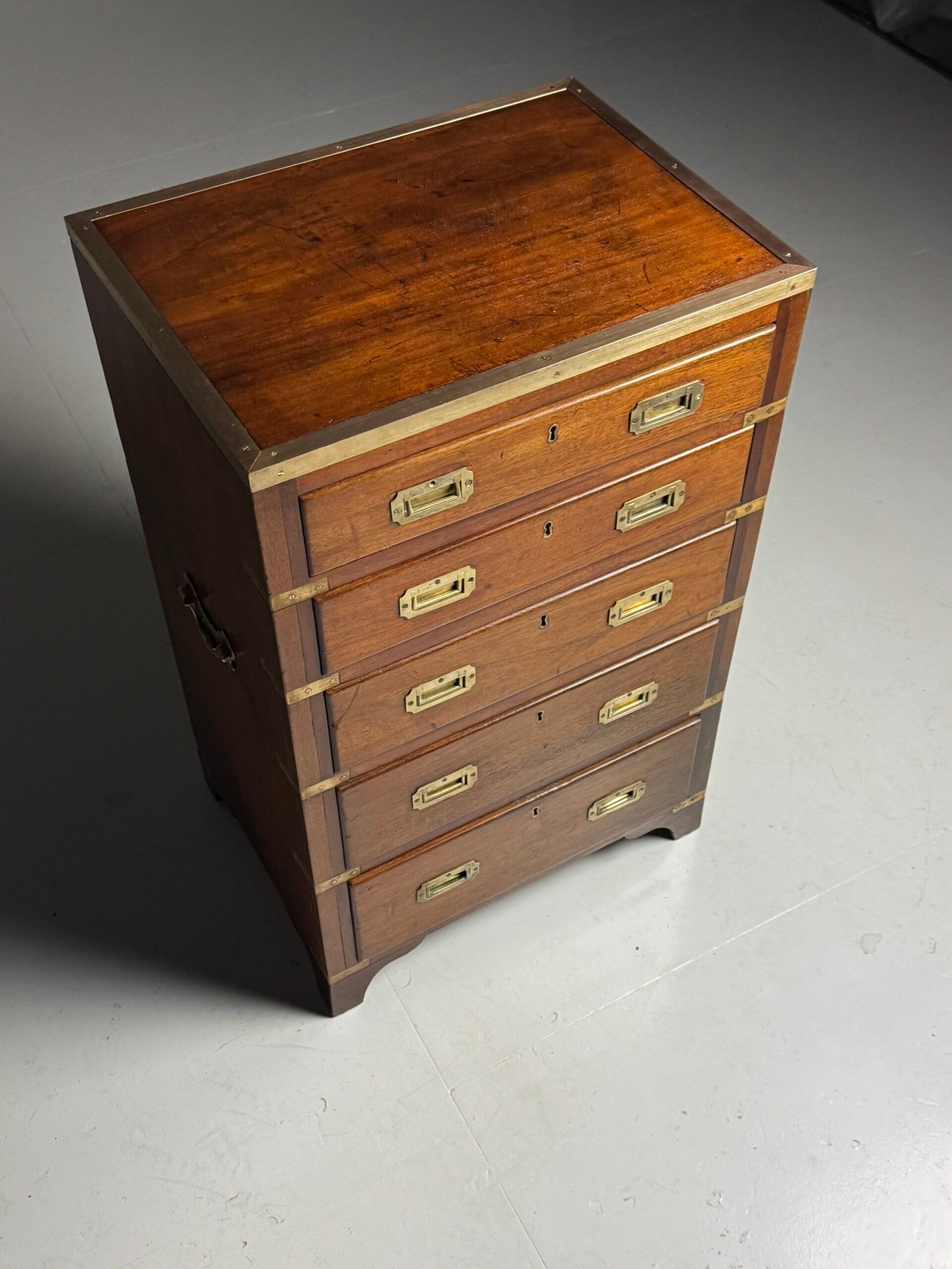 Campaign chest of drawers mahogany 19th century