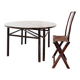 Pair of Chinese demi-lune consoles - Central table and folding chair