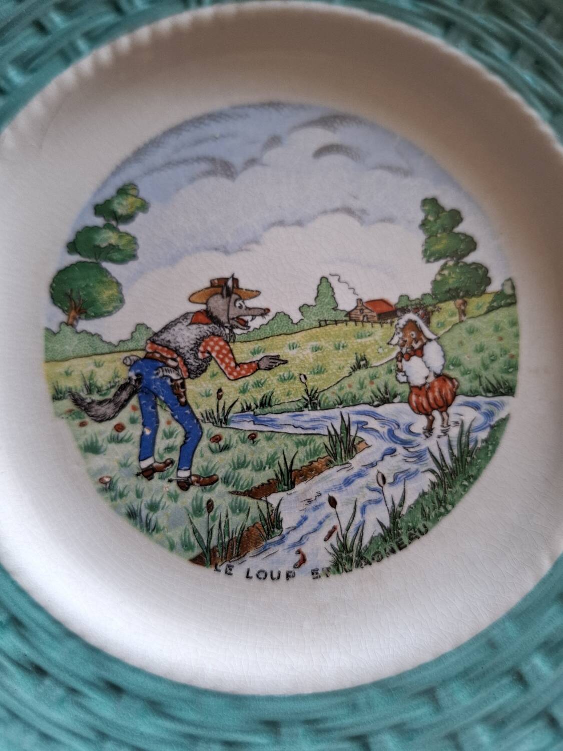 Vintage dessert service Les fables de la Fontaine