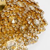 Gorgeous large 1970s Palwa brass ceiling or wall lamp with faceted crystal