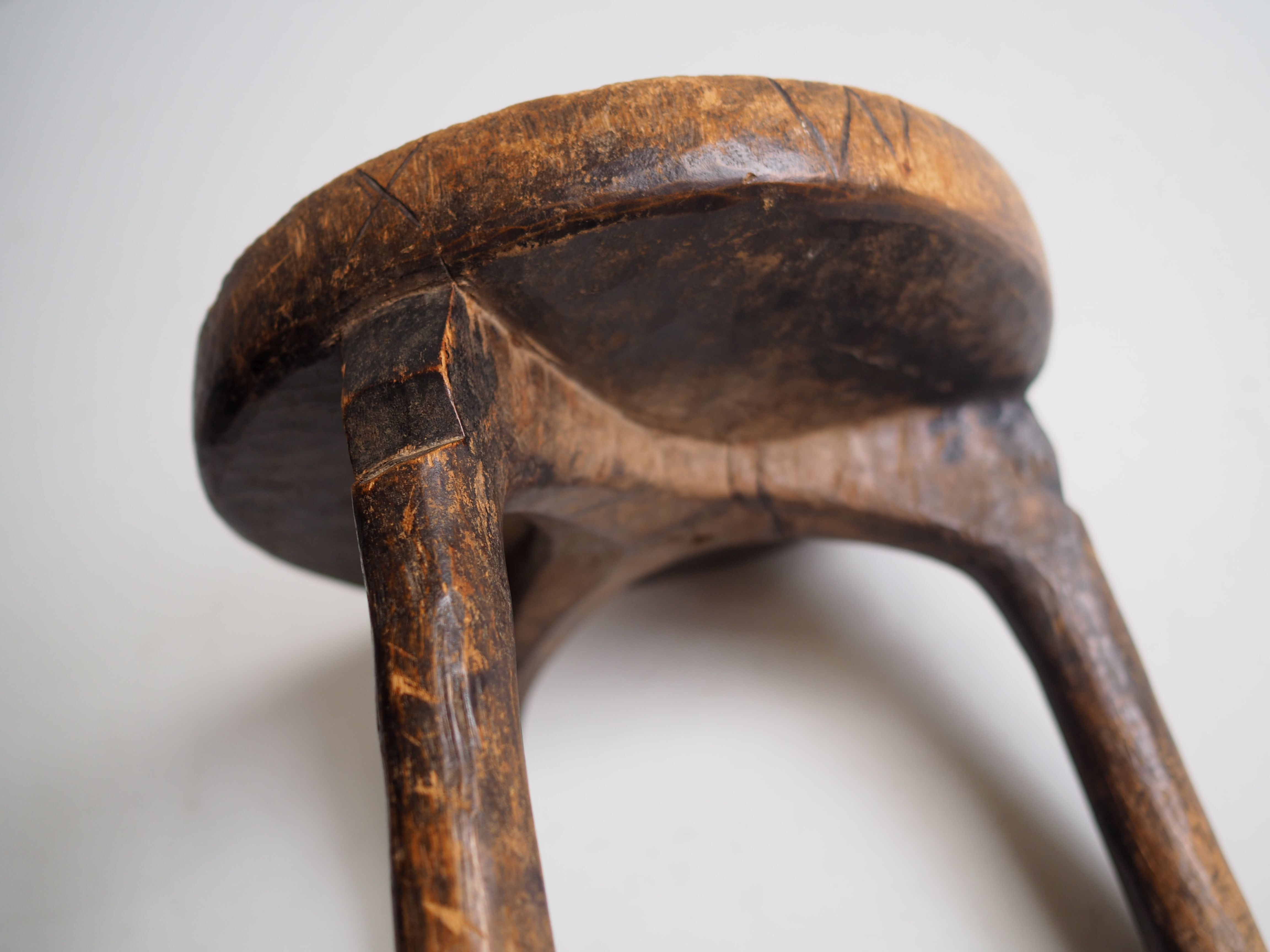 Wa-Hehe tribal carved tripod stool, Tanzania 1950s