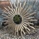 Sun mirror in patinated gold metal from the 2000s Diam 76 cm