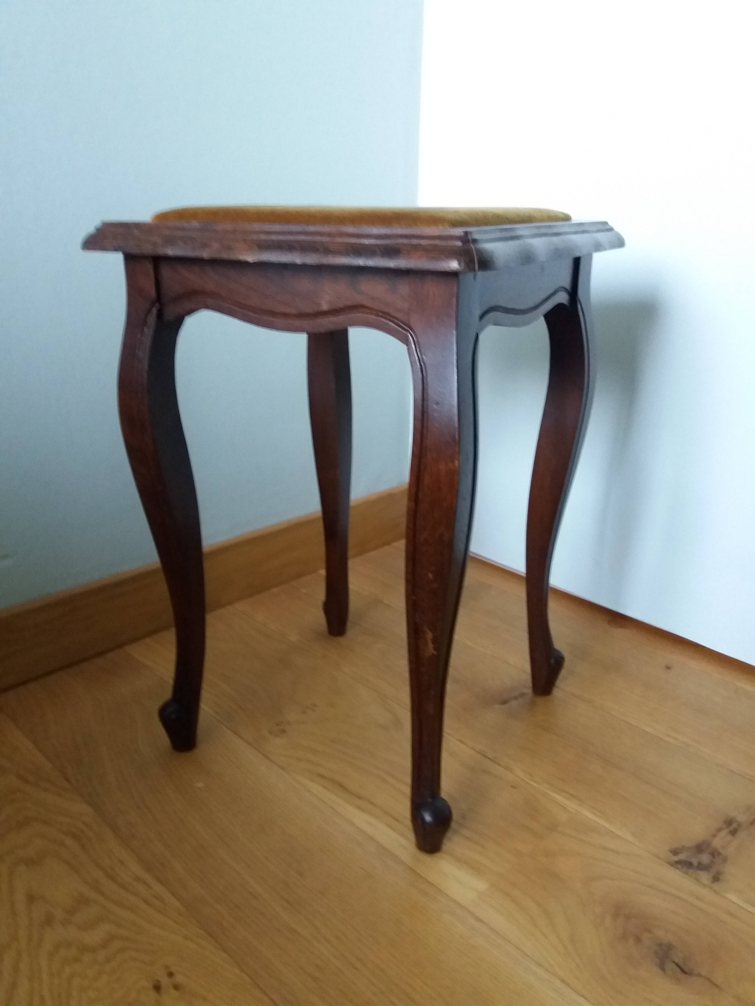 Wooden and velvet stool