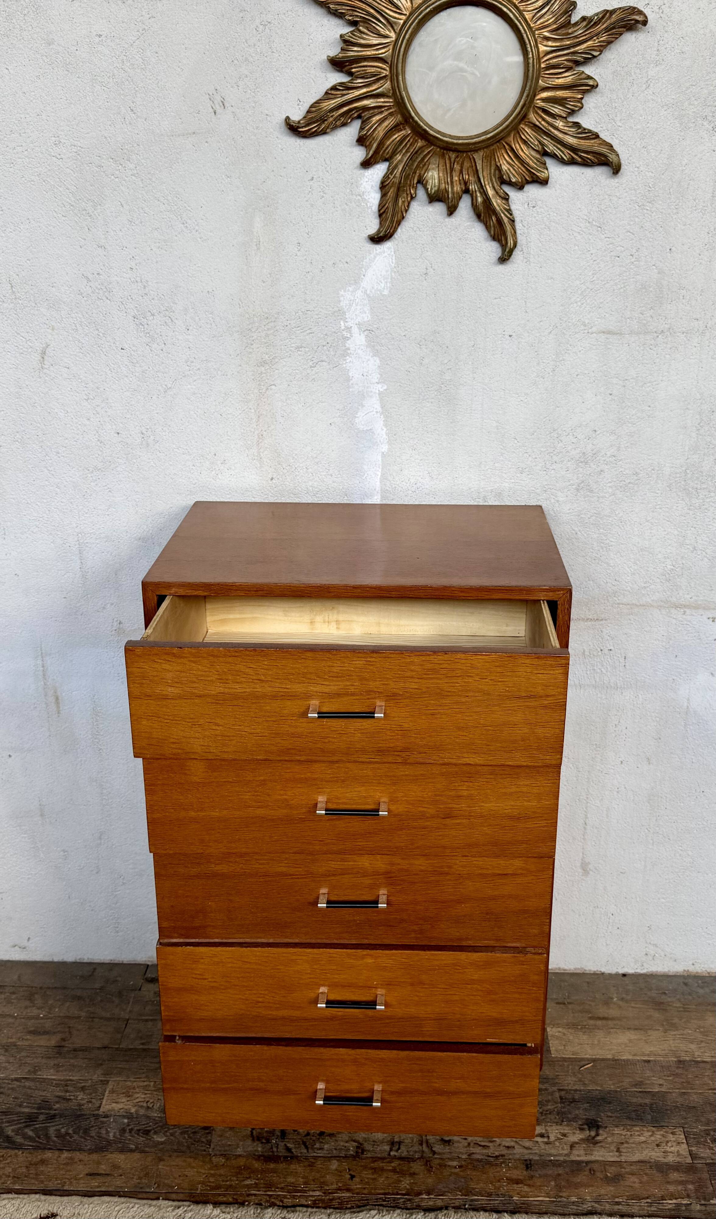 Vintage honey oak chest of drawers – Compass legs