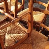 6 rustic Paillé chairs in Louis XV style