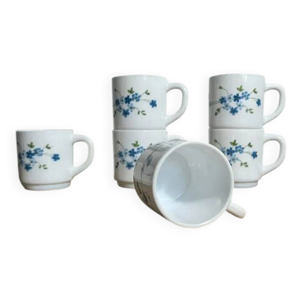 Tasses à café Arcopal modèle Myosotis
