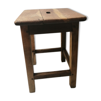 Old farm or workshop stool in oak