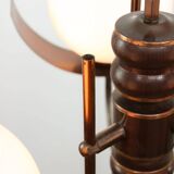 Vintage Italian Copper and Opaline Chandelier, 1970s