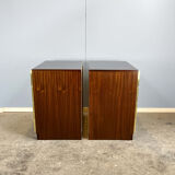 2 bedside tables/small chests of drawers in Campaign style, 1970s