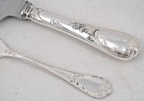 Christofle Marly, cake service: 12 forks + serving cake knife.