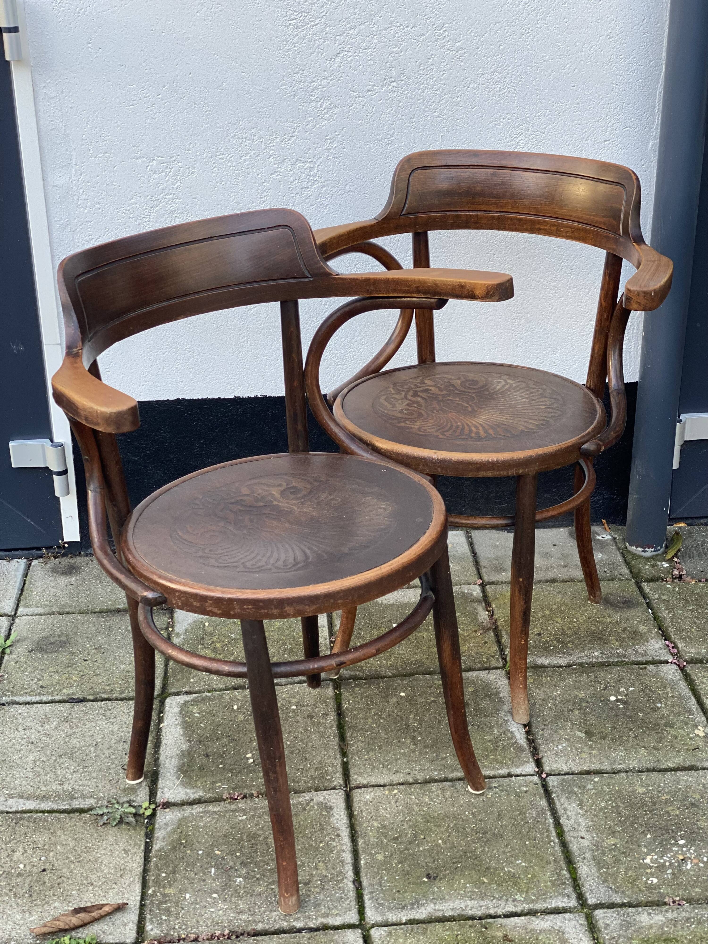Pair of Vintage Thonet Viennese Bentwood Chairs